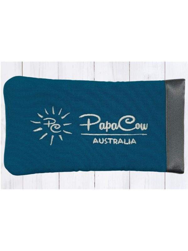 Ocean Teal Phone/Glasses Case (Dark Grey Trim, White Text, White Logo)