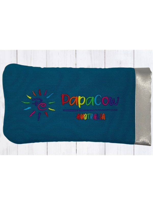 Ocean Teal Phone/Glasses Case (L. Grey Trim, Rainbow Text, Rainbow Logo)
