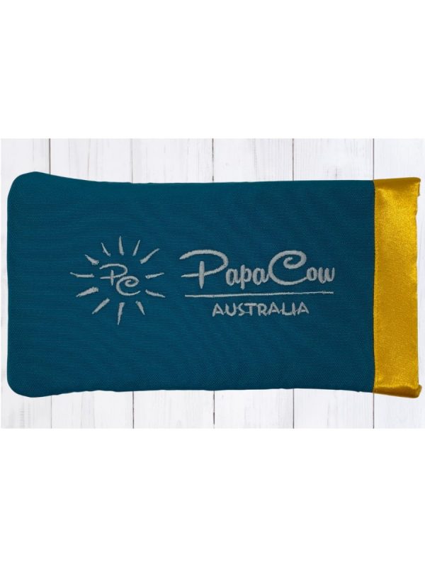 Ocean Teal Phone/Glasses Case (Yellow Trim, L. Grey Text, L. Grey Logo)