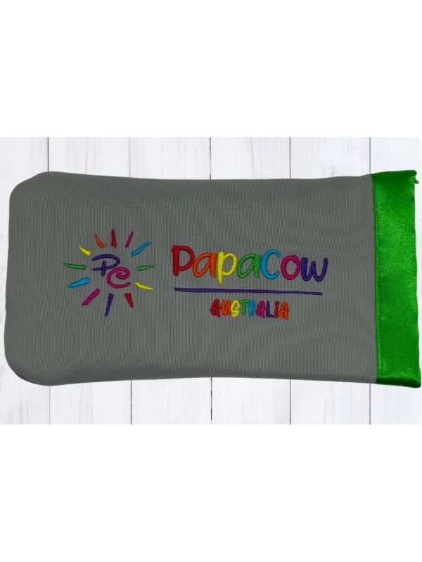 Dove Grey Phone/Glasses Case (Green Trim, Rainbow Text P., Rainbow Logo)