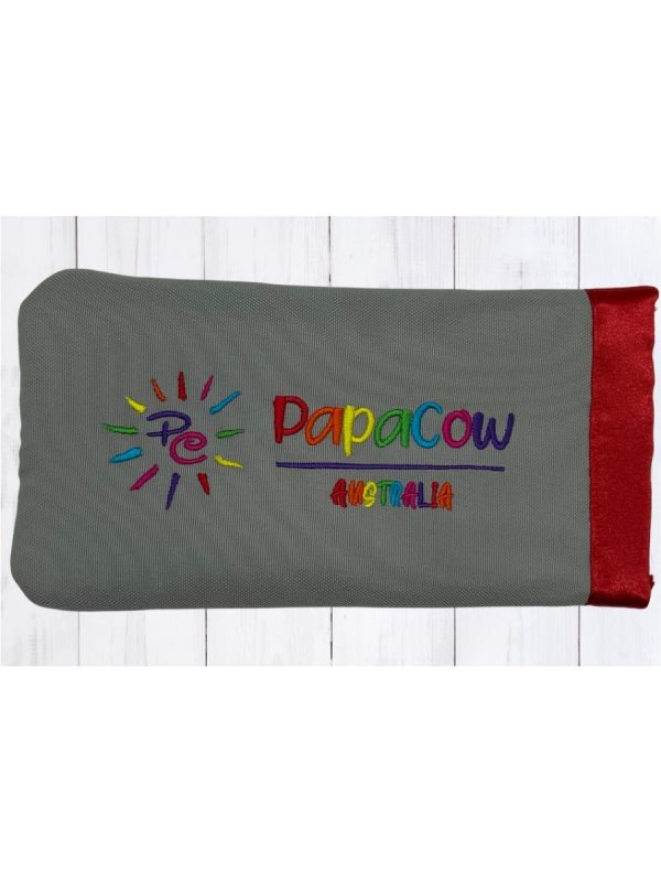 Dove Grey Phone/Glasses Case (Red Trim, Rainbow Text, Rainbow Logo)