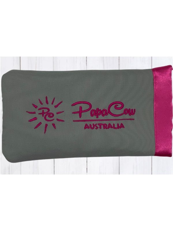 Dove Grey Phone/Glasses Case (Pink Trim, Pink Text, Pink Logo)
