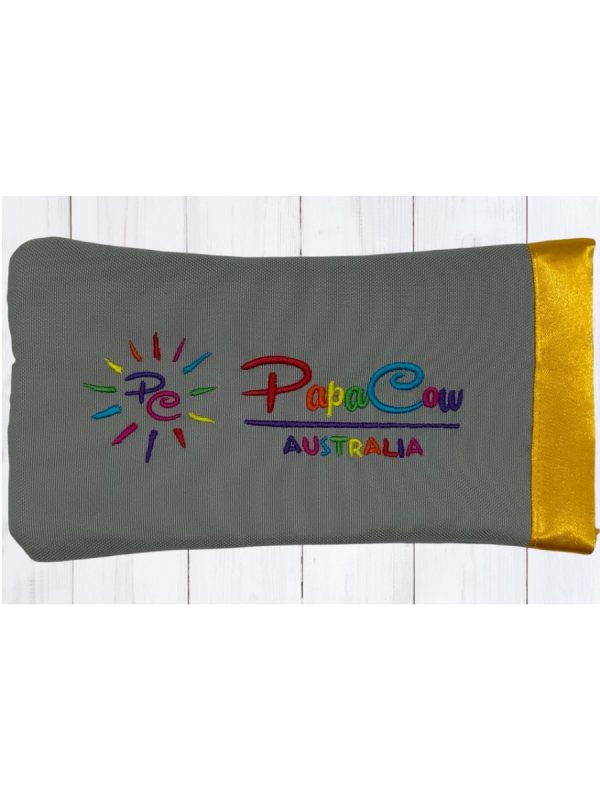 Dove Grey Phone/Glasses Case (Yellow Trim, Rainbow Text, Rainbow Logo)