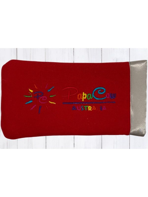Crimson Phone/Glasses Case (Light Grey Trim, Rainbow Text, Rainbow Logo)