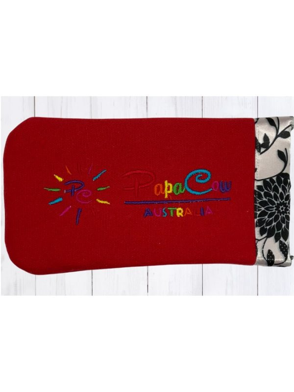 Crimson Phone/Glasses Case (Floral Trim, Rainbow Text S., Rainbow Logo)