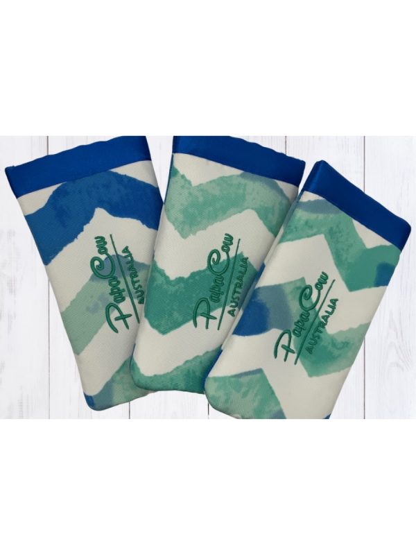 Ocean Abstract Phone/Glasses Case (D. Blue Trim, Seafoam Green Text) - Image 2