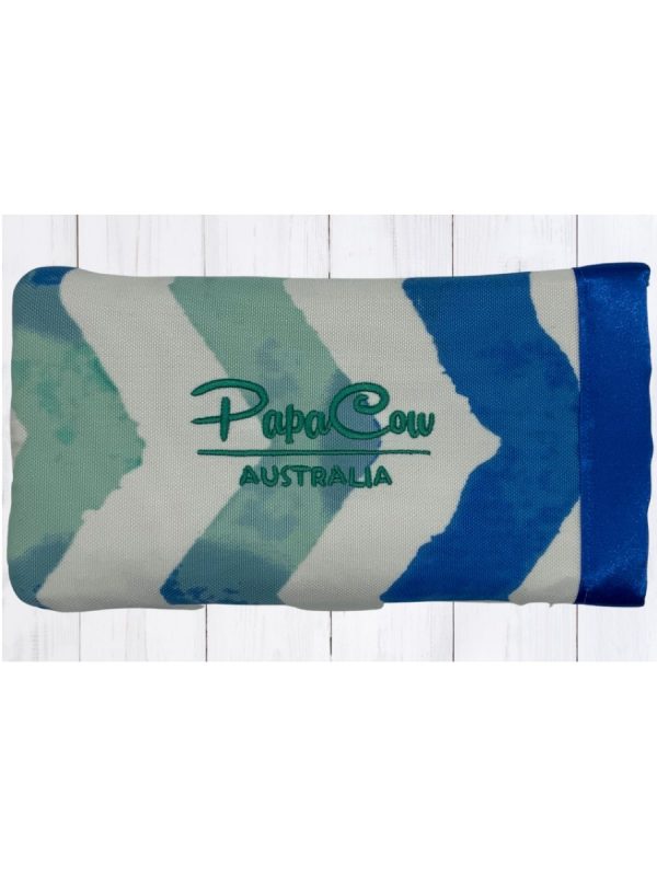Ocean Abstract Phone/Glasses Case (D. Blue Trim, Seafoam Green Text)