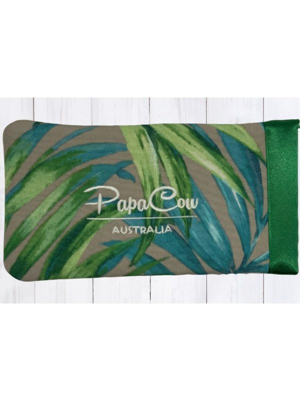 Blue/Green Foliage on Grey Phone/Glasses Case (D. Green Trim, White Text)