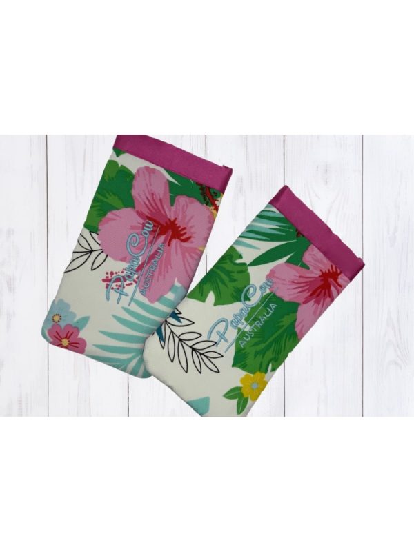 White Floral Phone/Glasses Case (Pink Trim, L. Blue Text) - Image 2