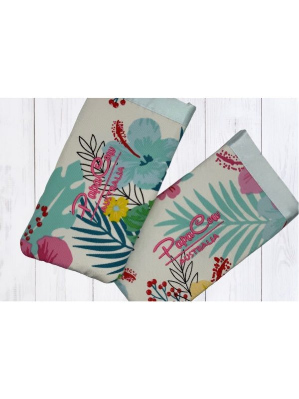 White Floral Phone/Glasses Case (L. Grey Trim, Pink Text) - Image 2