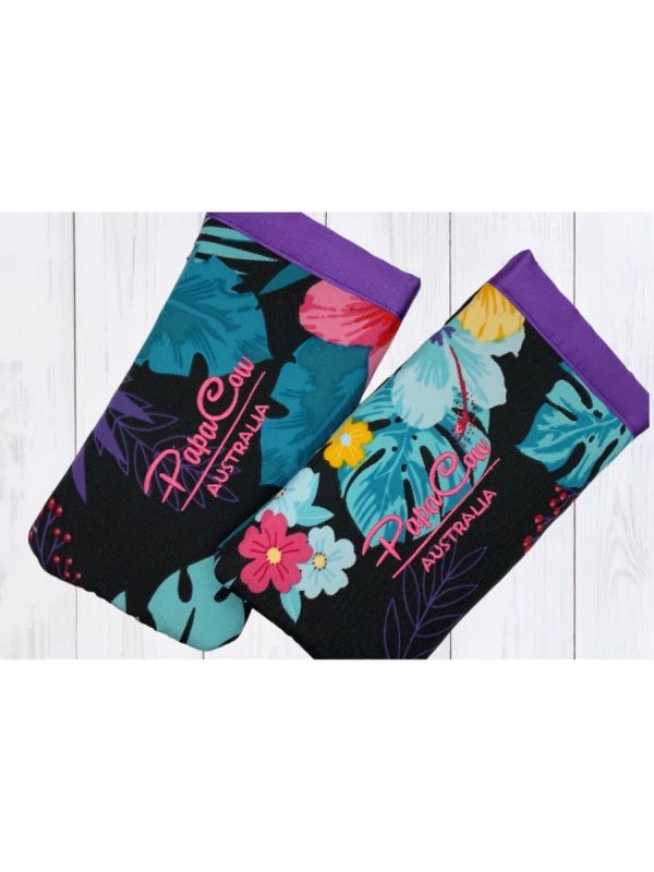 Black Floral Phone/Glasses Case (Purple Trim, Pink Text) - Image 2