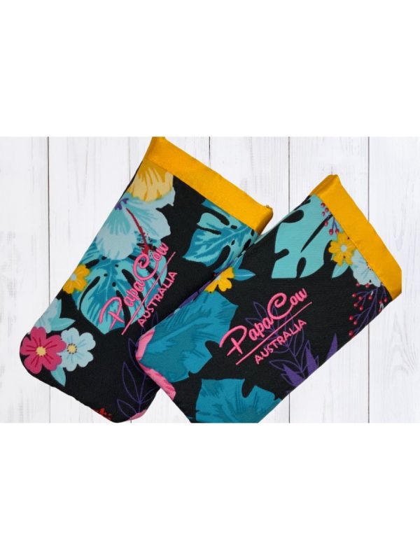 Black Floral Phone/Glasses Case (Yellow Trim, Pink Text) - Image 2