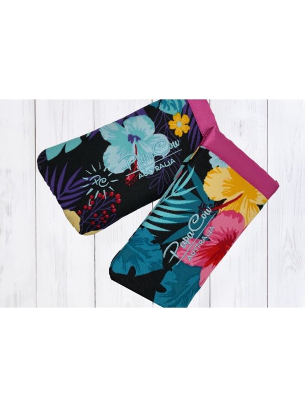 Black Floral Phone/Glasses Case (Pink Trim, L. Blue Text) - Image 2