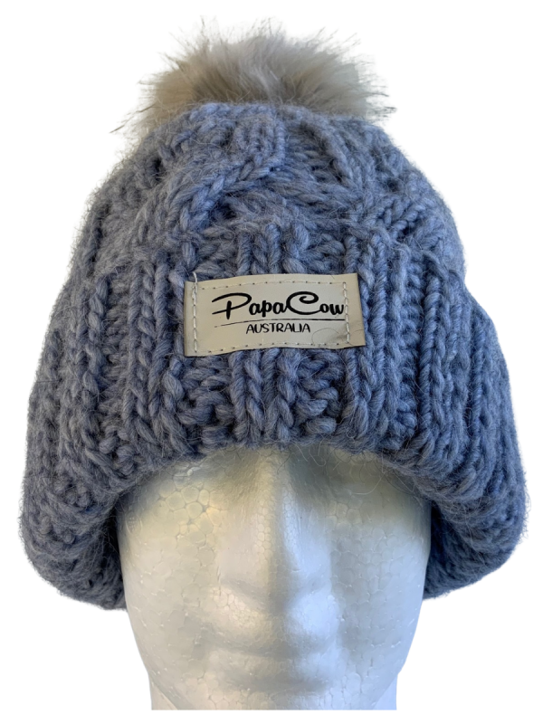 Steel Blue Cable Beanie - Image 2