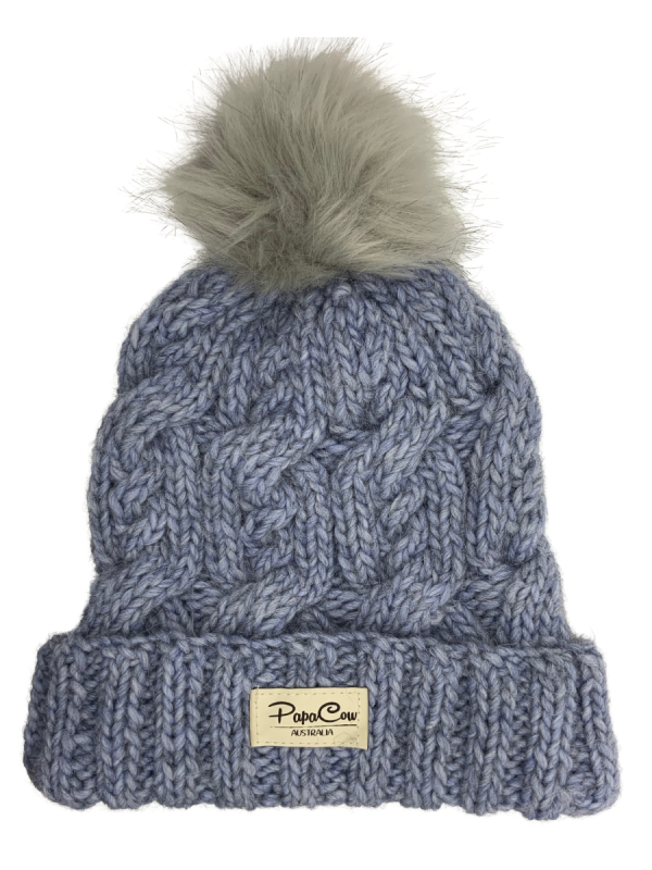 Steel Blue Cable Beanie - Image 3