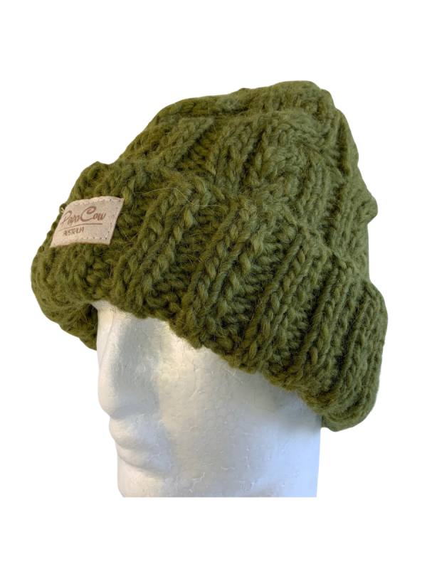 Seaweed Green Cable Beanie - Image 3