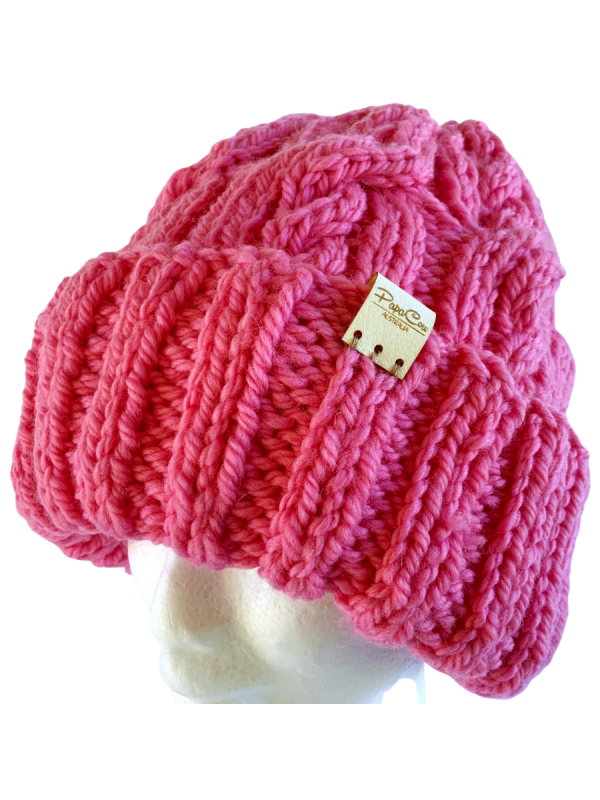 Flamingo Pink Cable Beanie