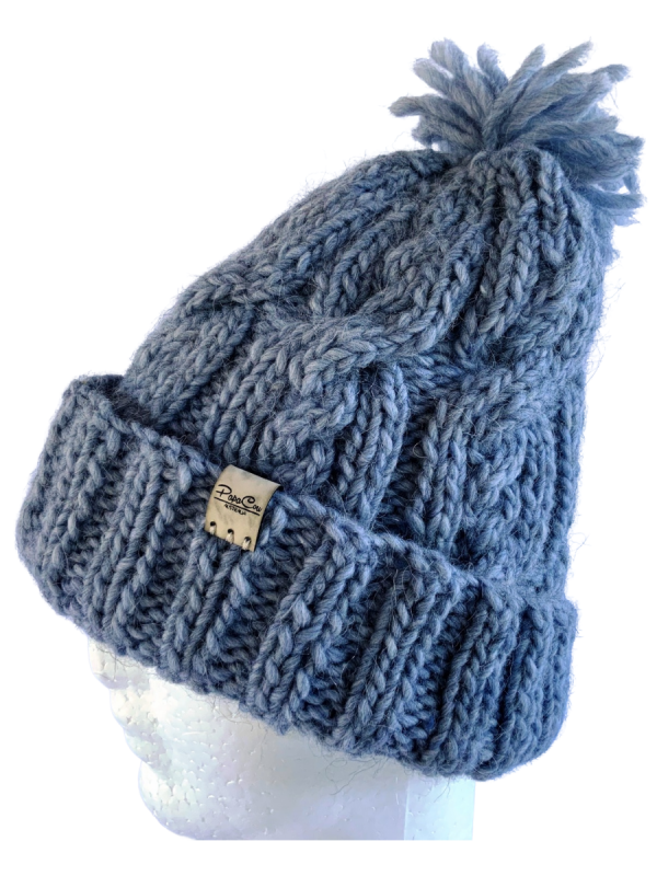 Blue Grey Cable Beanie - Image 2