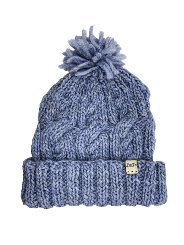 Blue Grey Cable Beanie