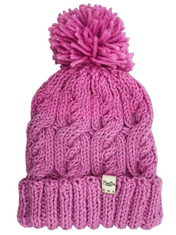 Sugar Rose Pink Cable Beanie - Image 2