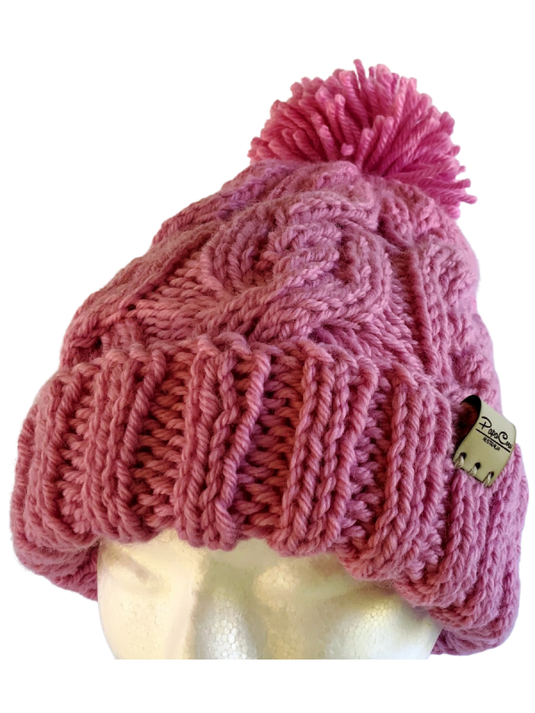 Sugar Rose Pink Cable Beanie - Image 3