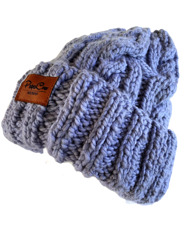 Dolphin Blue Cable Beanie