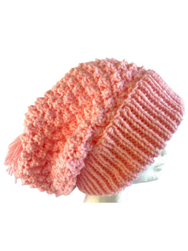 Taffy Pink Slouchy Pom Pom Beanie - Image 2
