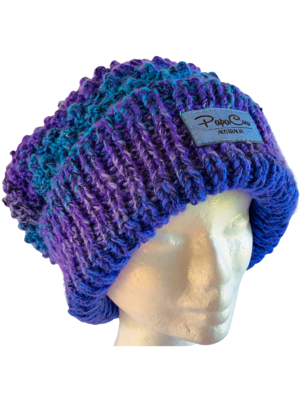 Blue/Purple Slouchy Beanie - Image 2