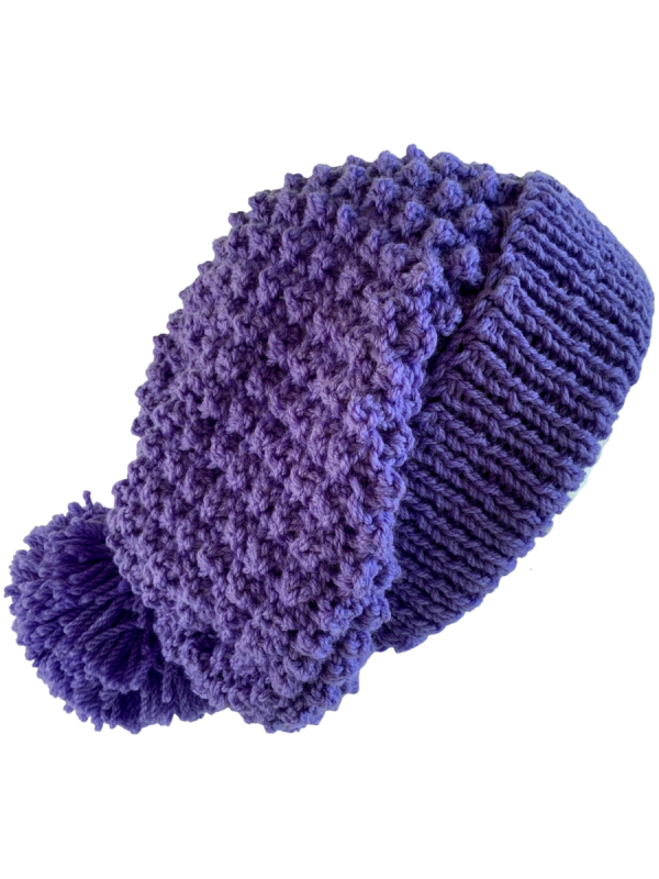 Purple Orchid Slouchy Pom Pom Beanie - Image 2
