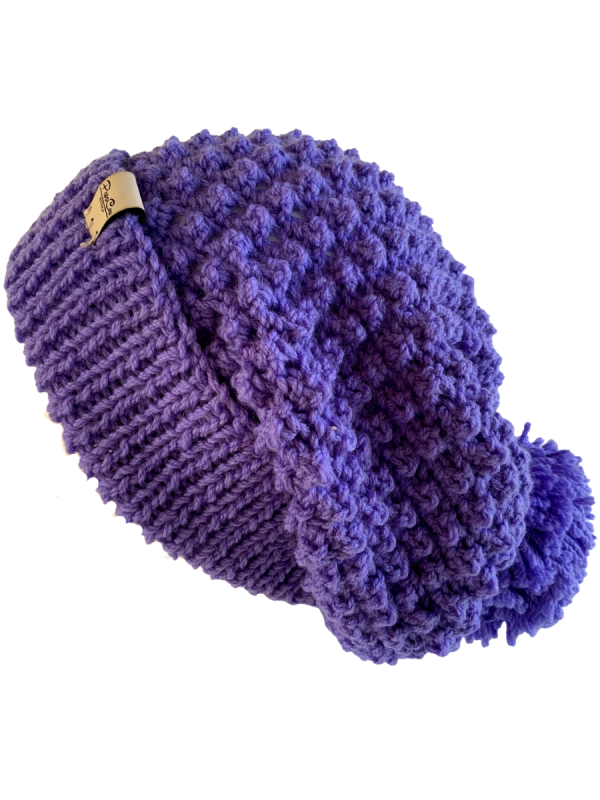 Purple Orchid Slouchy Pom Pom Beanie