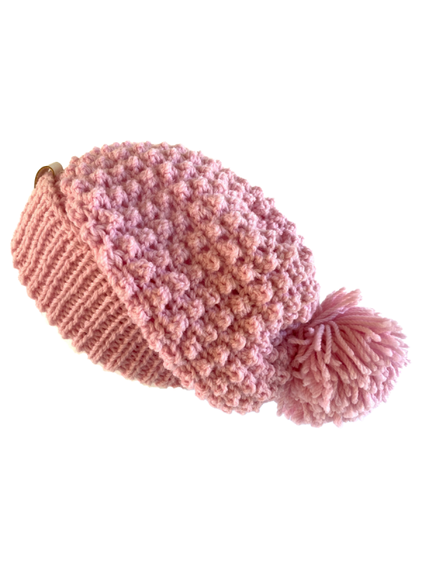 Carnation Pink Slouchy Pom Pom Beanie