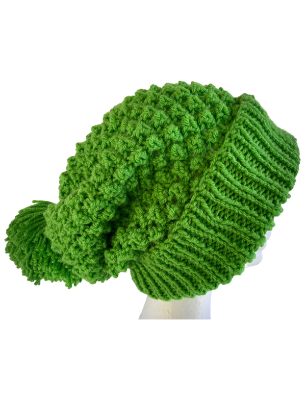 Shamrock Green Slouchy Pom Pom Beanie