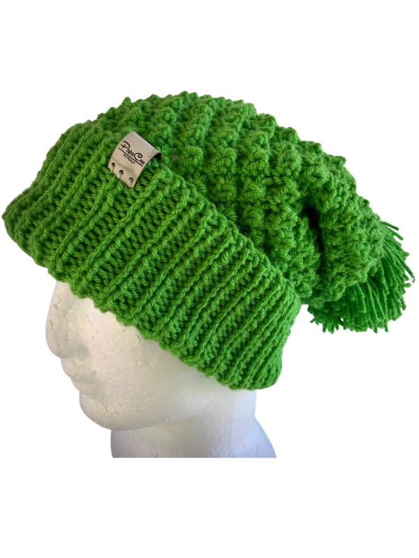 Shamrock Green Slouchy Pom Pom Beanie - Image 2