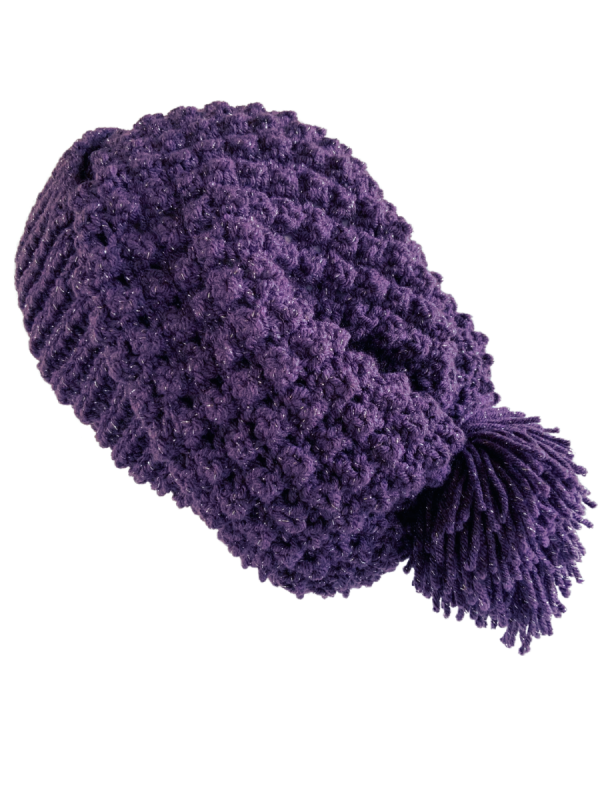 Grape Shimmer Slouchy Beanie