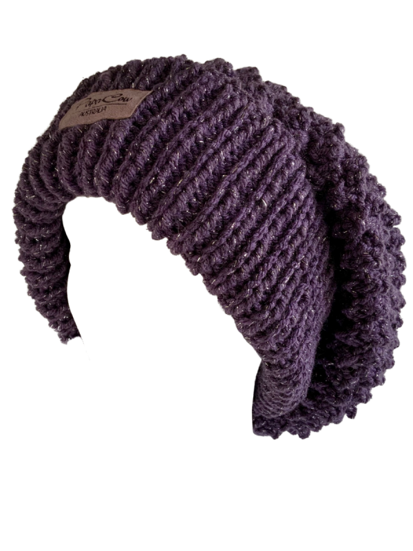 Grape Shimmer Slouchy Beanie - Image 3