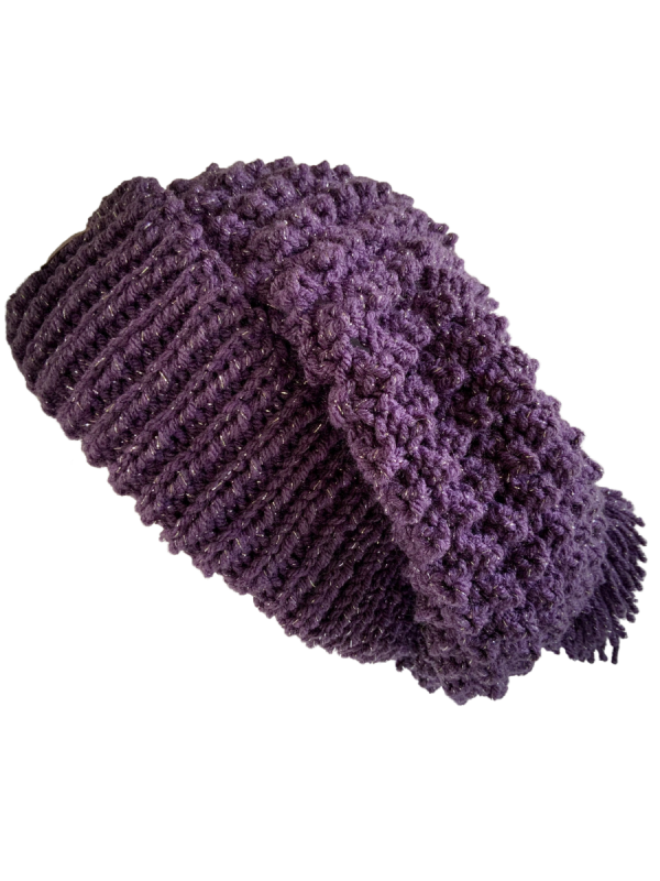 Grape Shimmer Slouchy Beanie - Image 4