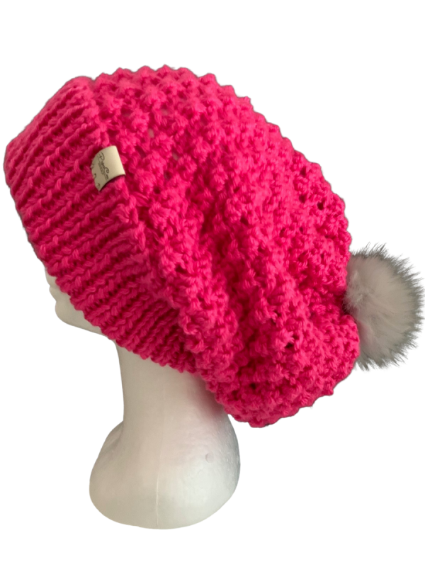 Magenta Slouchy Beanie - Image 3