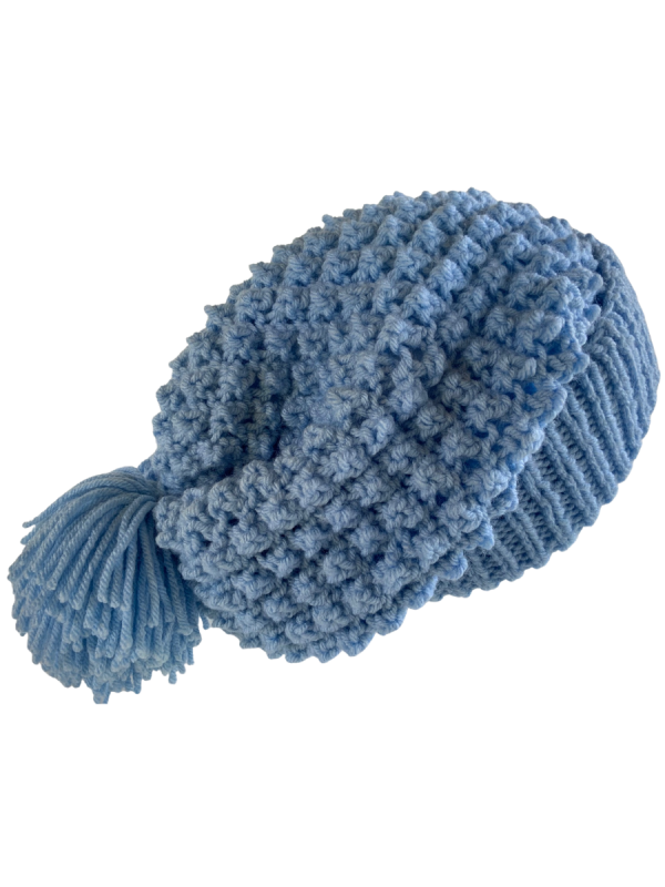 Carolina Blue Slouchy Pom Pom Beanie - Image 2