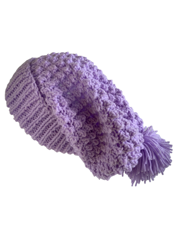 Periwinkle Slouchy Pom Pom Beanie - Image 2