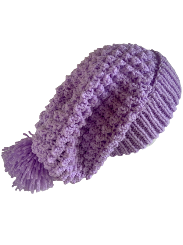 Periwinkle Slouchy Pom Pom Beanie