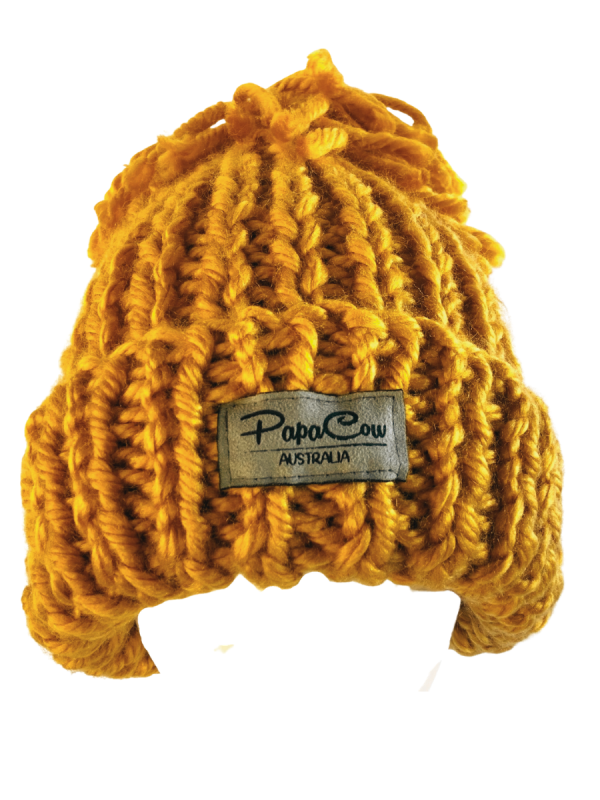Tuscan Sun Yellow Ribbed Beanie