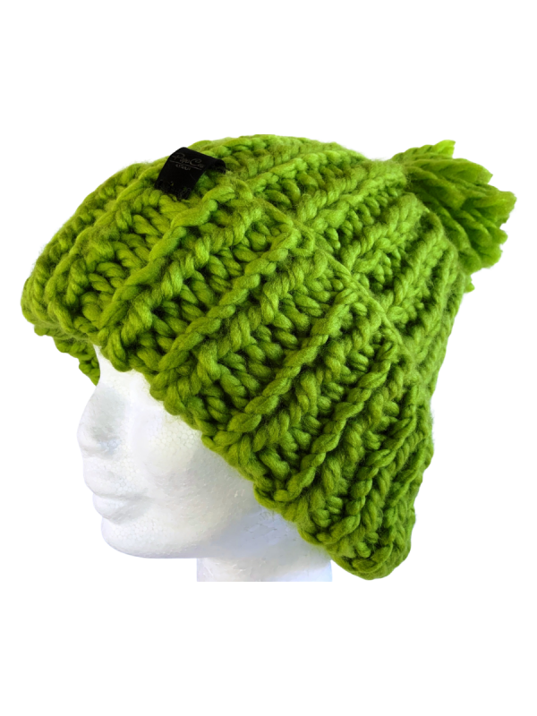 Lime Green Ribbed Beanie - Image 2