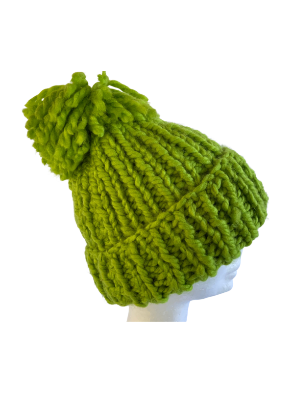 Lime Green Ribbed Beanie - Image 4
