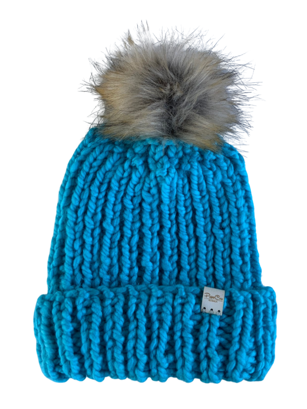 Bright Azure Blue Ribbed Beanie