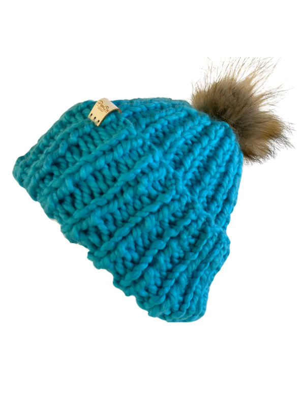 Bright Azure Blue Ribbed Beanie - Image 3