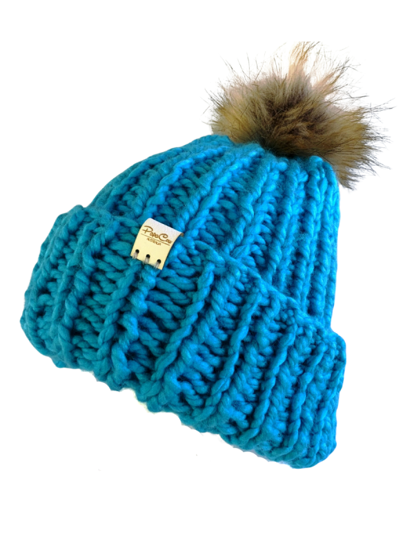 Bright Azure Blue Ribbed Beanie - Image 4