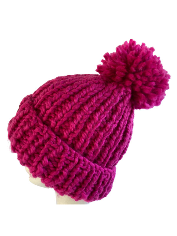 Hot Pink Ribbed Beanie - Image 2