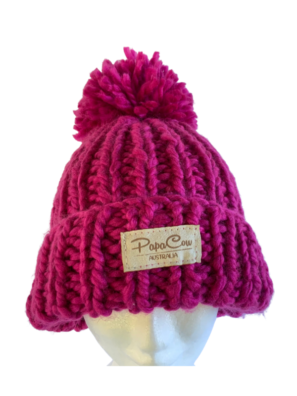 Hot Pink Ribbed Beanie - Image 3
