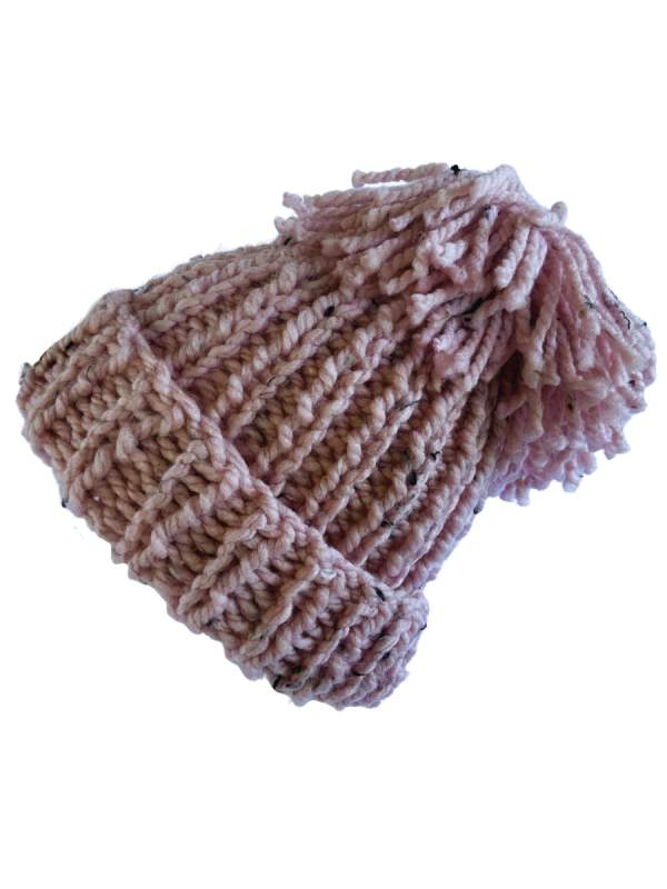 Blush Tweed Ribbed Beanie - Image 2
