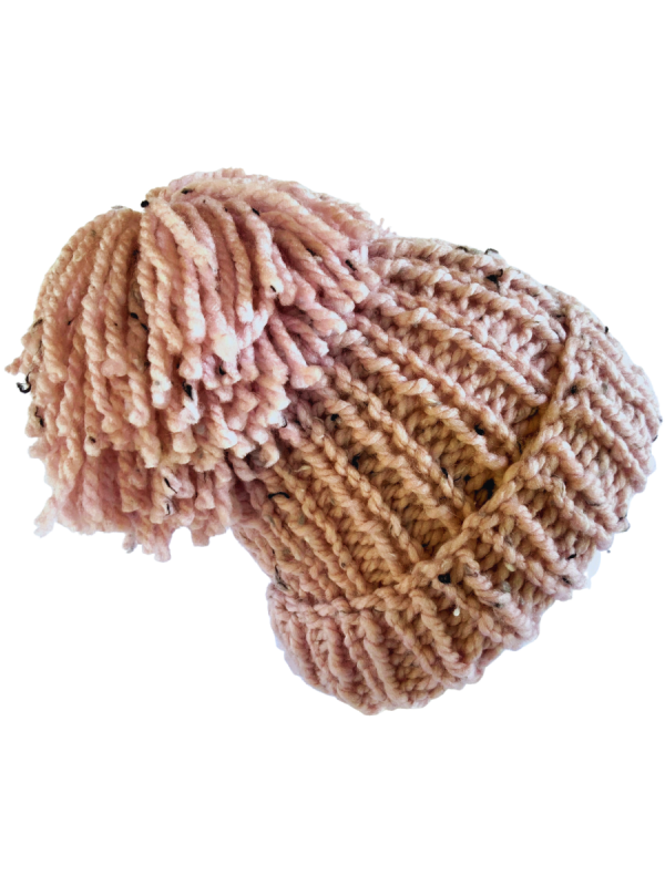 Blush Tweed Ribbed Beanie